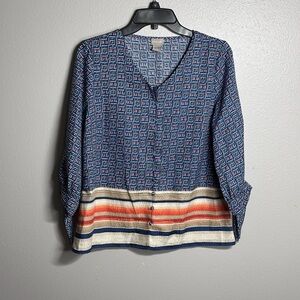 Chico's women's colorful Blue blouse plus size 0